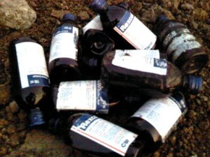 Opioid-containing cough syrup bottles found at Reshimbag Ground